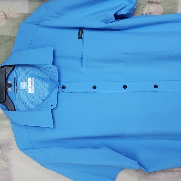Columbia freezer coil blue short sleeve button up shirt - Picture 2 of 3